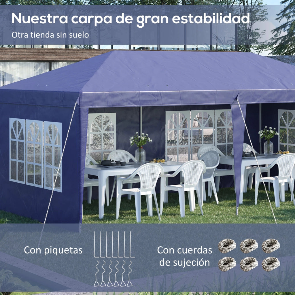 Carpa da Giardino Pieghevole 6x3 m ¨C zephmum ¨C 4 Finestre e Laterali Rimovibili, Blu