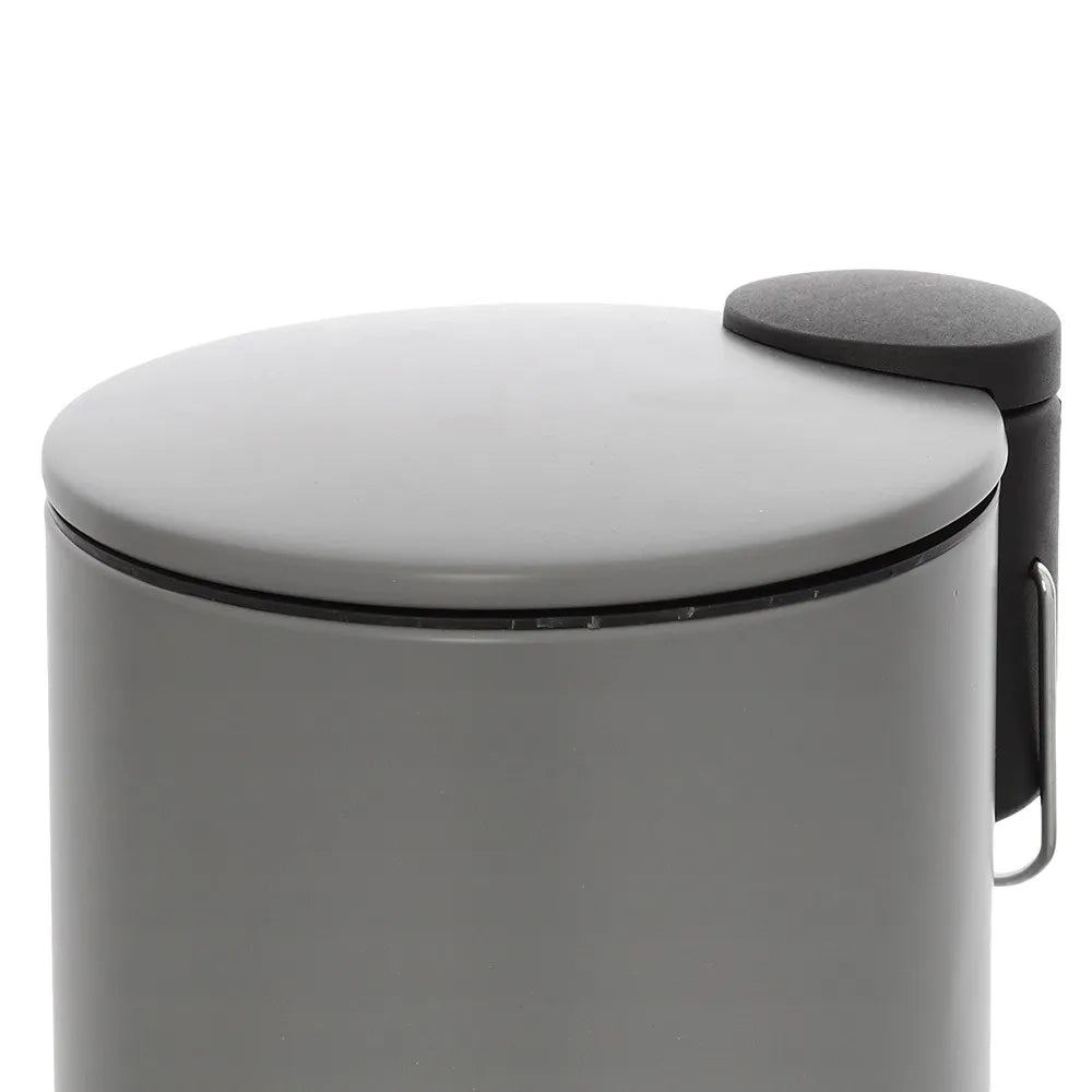 Pattumiera bagno in acciaio grigio con pedale e coperchio slim 3 lt