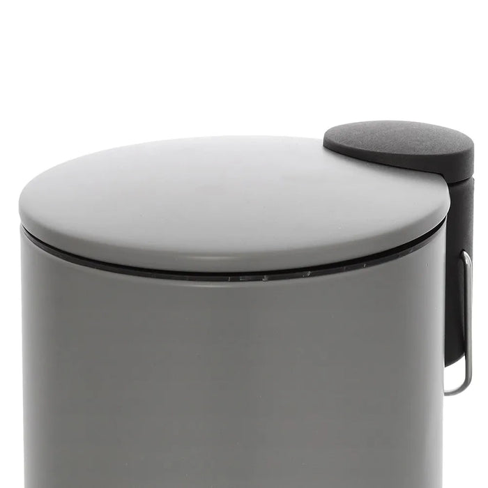 Pattumiera bagno in acciaio grigio con pedale e coperchio slim 3 lt