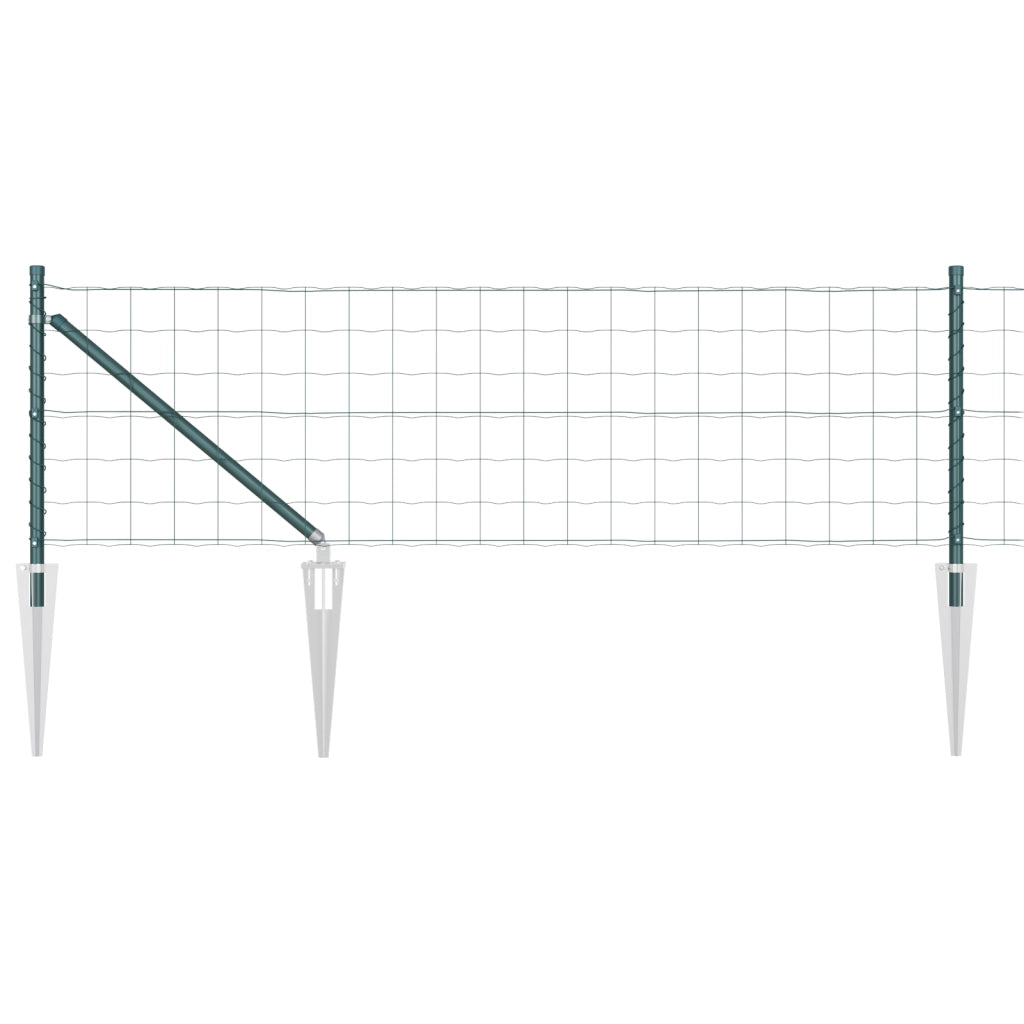 Recinzione Euro con 7 Picchetti 0.4x10 m Acciaio Zincato Verde