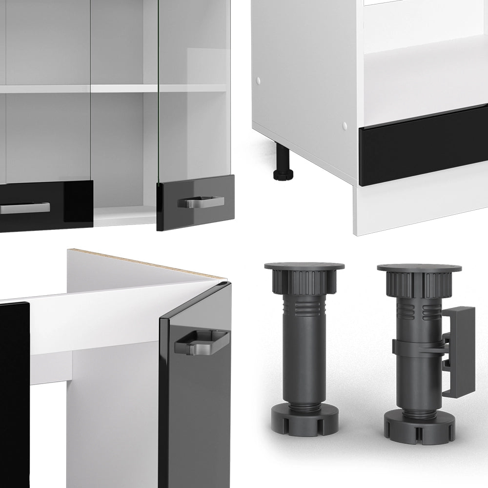 Vicco Cucina angolare completa Nero lucido/bianco 227 x 287 cm , PL Antracite