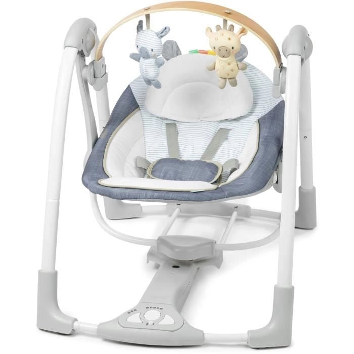 INGENUITY Altalena portatile Swing 'n Go - Arco attività rimovibile in legno proveniente da fonti sostenibili - 5 velocità - Per bambini