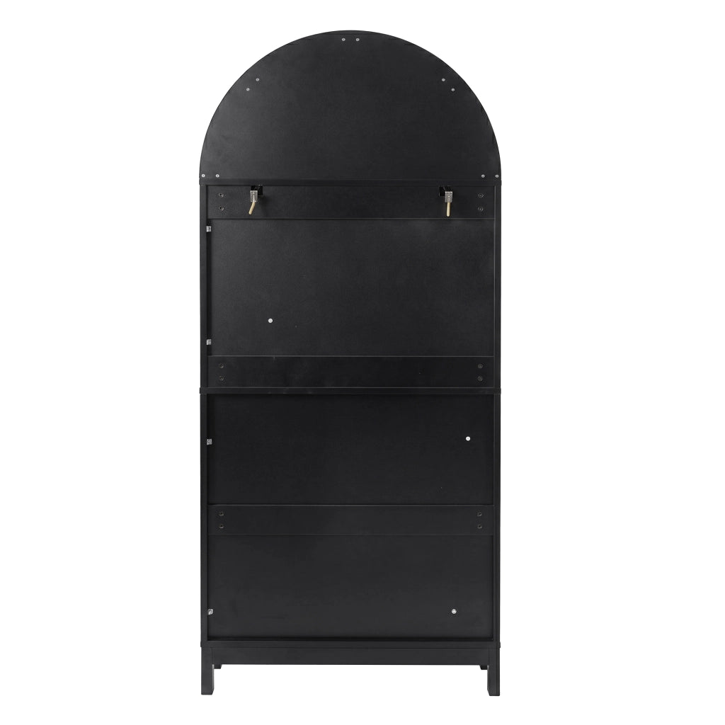 Vetrina, libreria, mobile, ante in vimini, 3 ripiani, con cassetti, 70 x 40 x 170 cm, nero