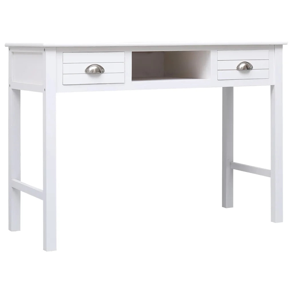 Scrivania | Tavolo da Ufficio Bianca 108x45x76 cm in Legno Massello di Paulownia