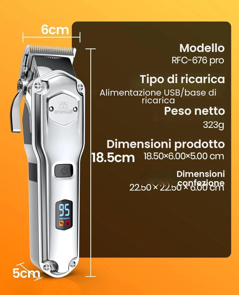 Tosatrice per cani professionale, senza fili/ricaricabile, con pettini in metallo staccabili, a basso rumore, resistenti, per capelli spessi/ricci/fini/ondulati