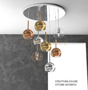 SOSP. OTTONE SAT. TONDA 8 LUCI VETRI TUTTI PICCOLO (1X TR+1X AM+2X CR+ 2X OR+2x RA) 1155OS-S8 TP-MC