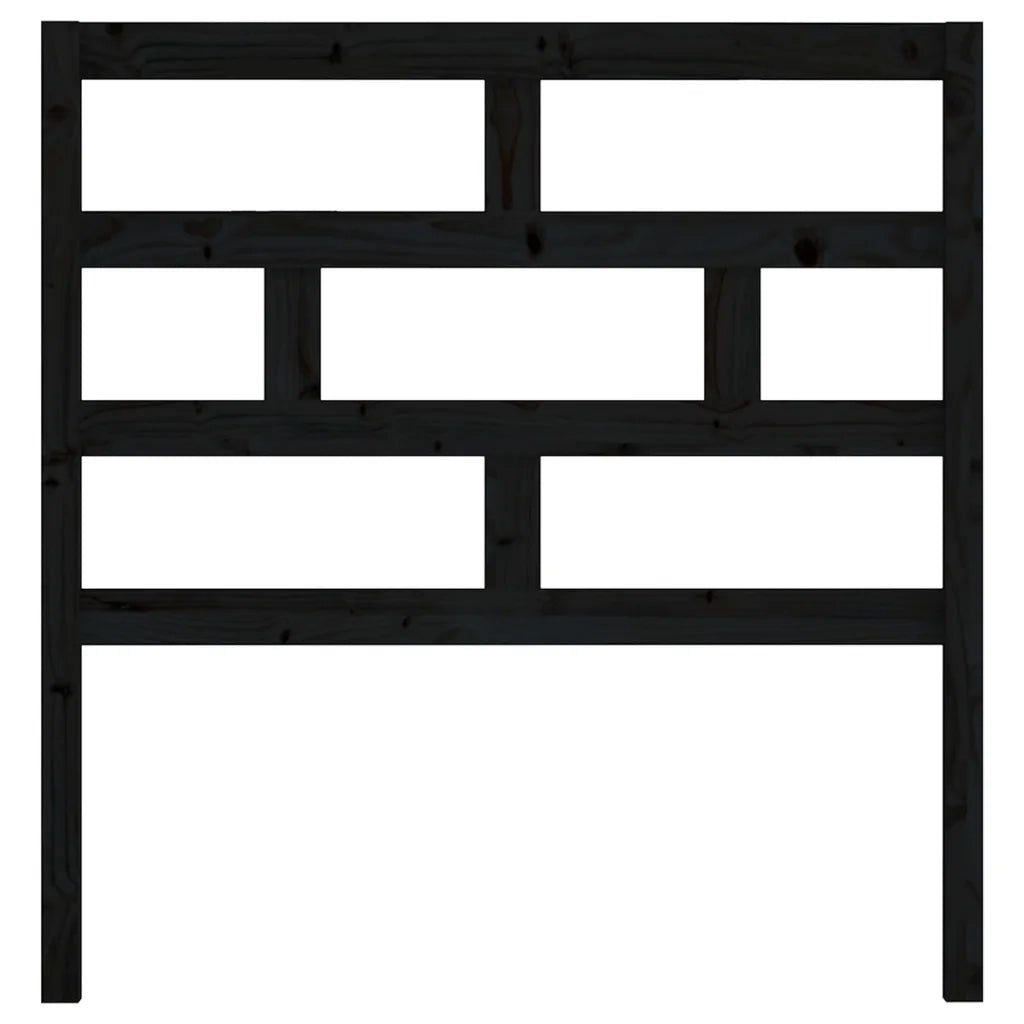 Testiera per Letto Nera 106x4x100 cm in Legno Massello di Pino 814183
