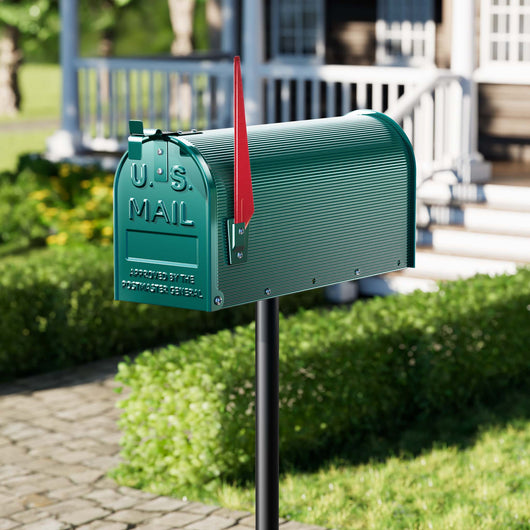 Cassetta postale americana in acciaio zincato verde con materiale di montaggio