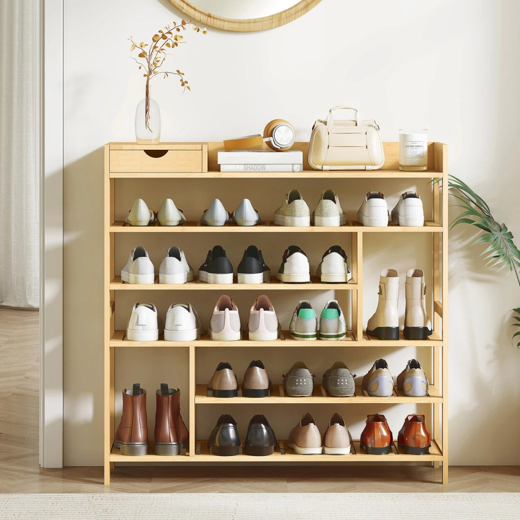 Cassa per scarpe in bamb¨´ con cassetti 6 livelli ¨C zephmum ¨C Bianco 60x40x138