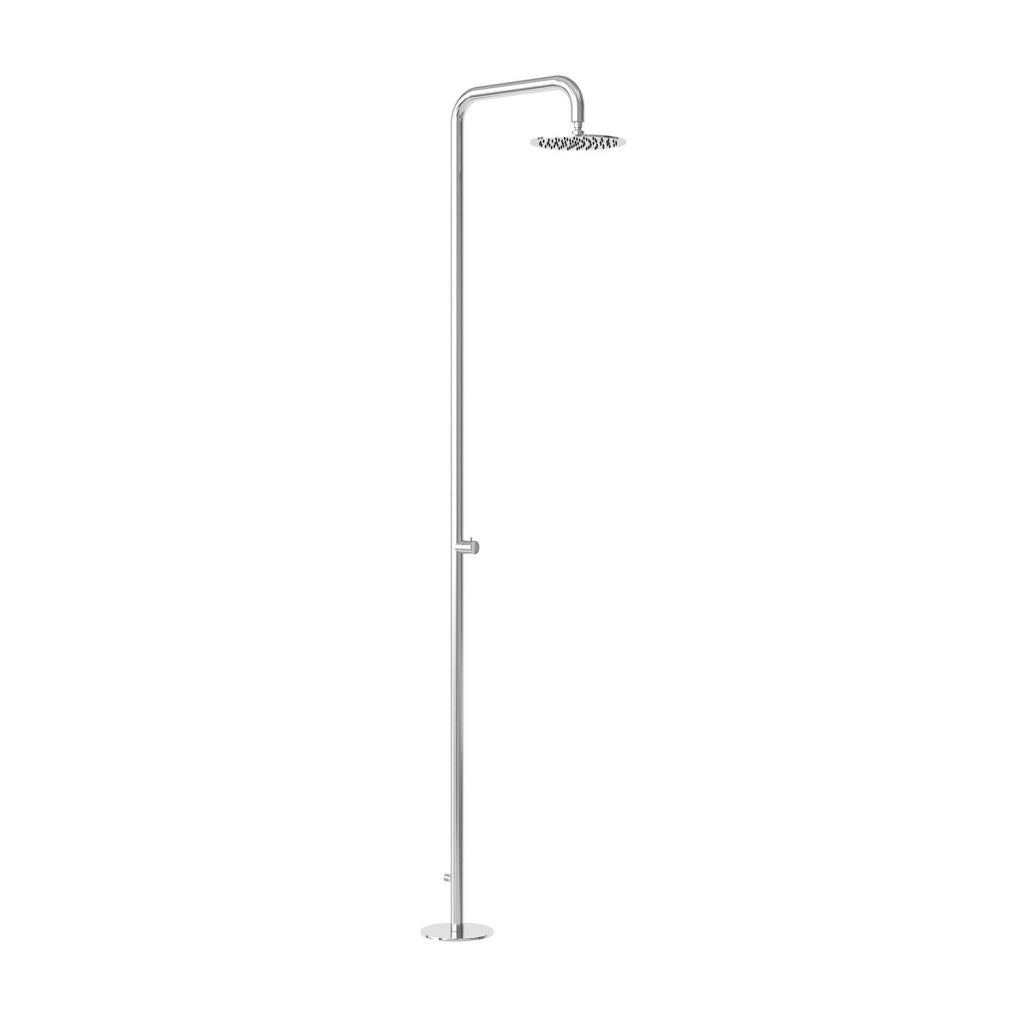 MPC Doccia da esterno acqua fredda soffione 25 cm anticalcare ingresso acqua dal basso colore inox acciaio inox 316L nautico anticorrosione MX3038C-INOX MX3038C