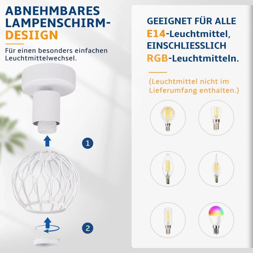 ZMH Faretto da soffitto 1 Luce Bianco E14 Metall Orientabile 350¡ã per Corridoio Cucina Camera Senza Lampadina