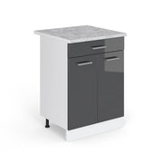 Vicco Mobiletto base per cucina Antracite lucido 60 cm con cassetto PL Marmo