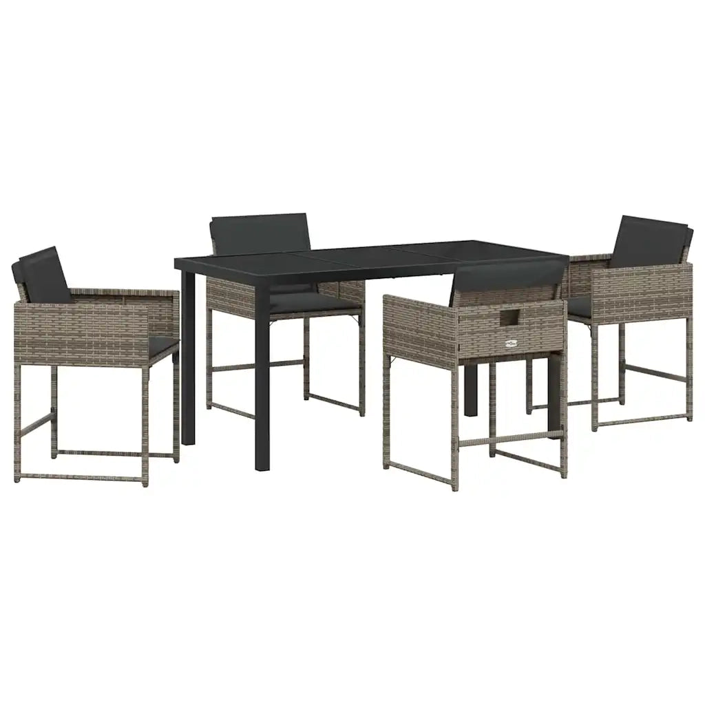 Set da Pranzo per Giardino con cuscino 5 pcs Grigio polyrattan 3380013