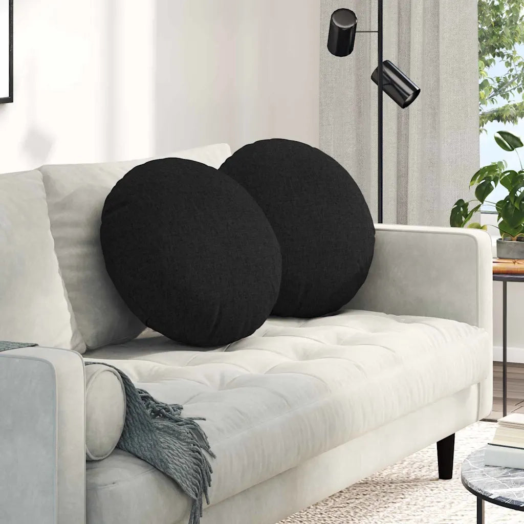 Cuscini per Seduta 2 pcs Nero Ø50 x 19 cm Tessuto