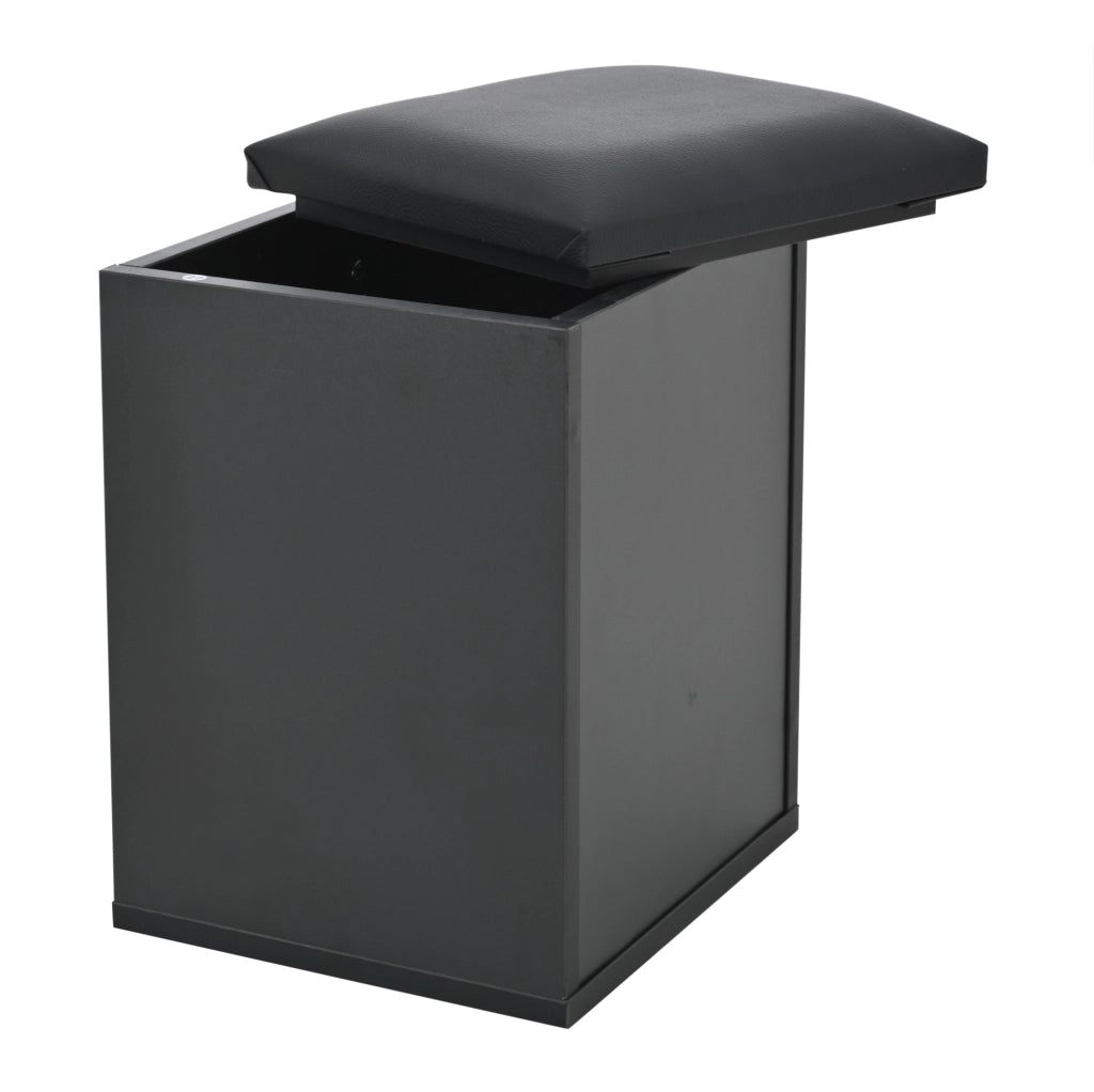 Tavolino da caffè 100x50x45 cm con alzata idraulica; LED; 2 cassetti e 2 sgabelli; truciolare nero