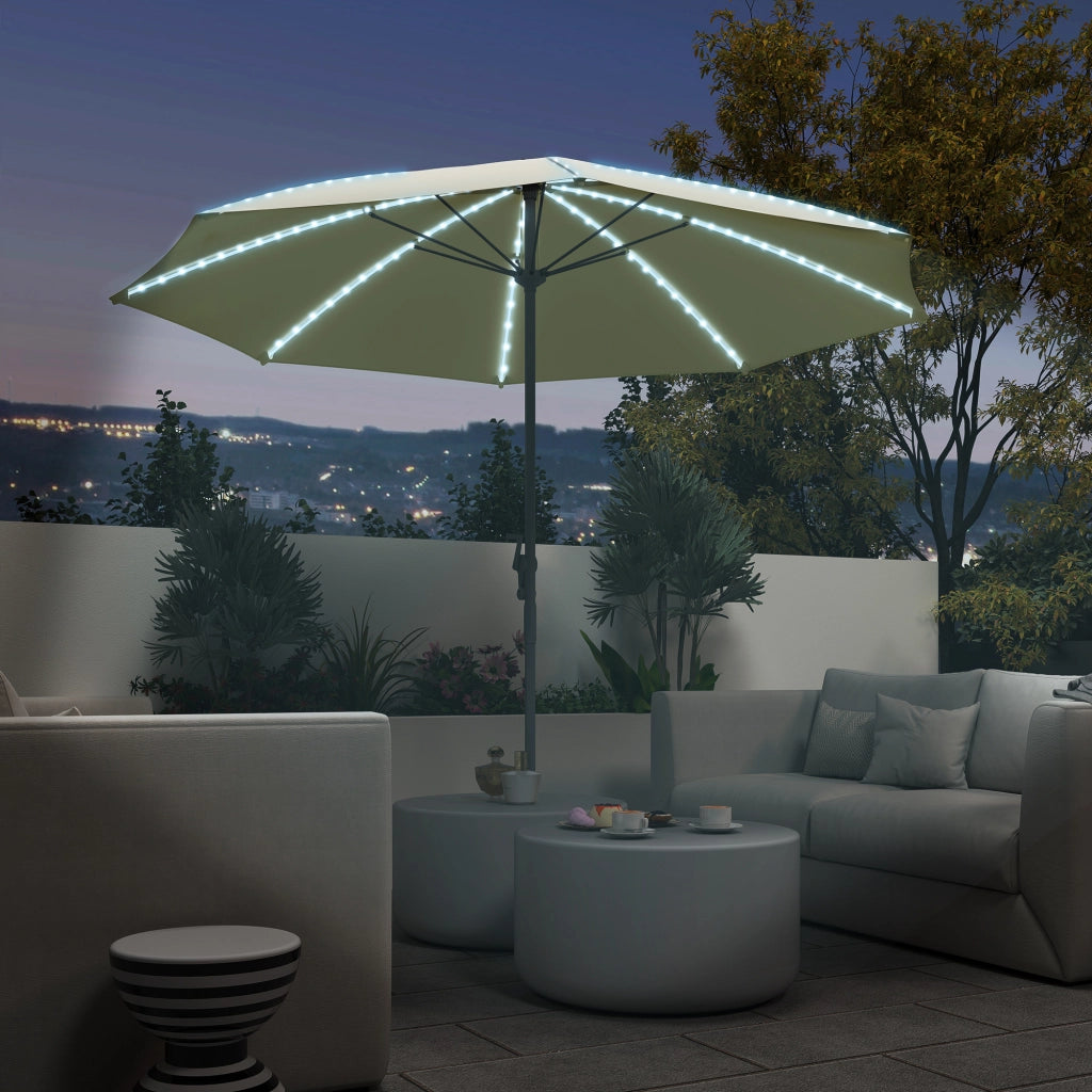 Ombrellone da Giardino con Luci LED e Manovella ¨C Zephmum ¨C Crema ?300x256 cm
