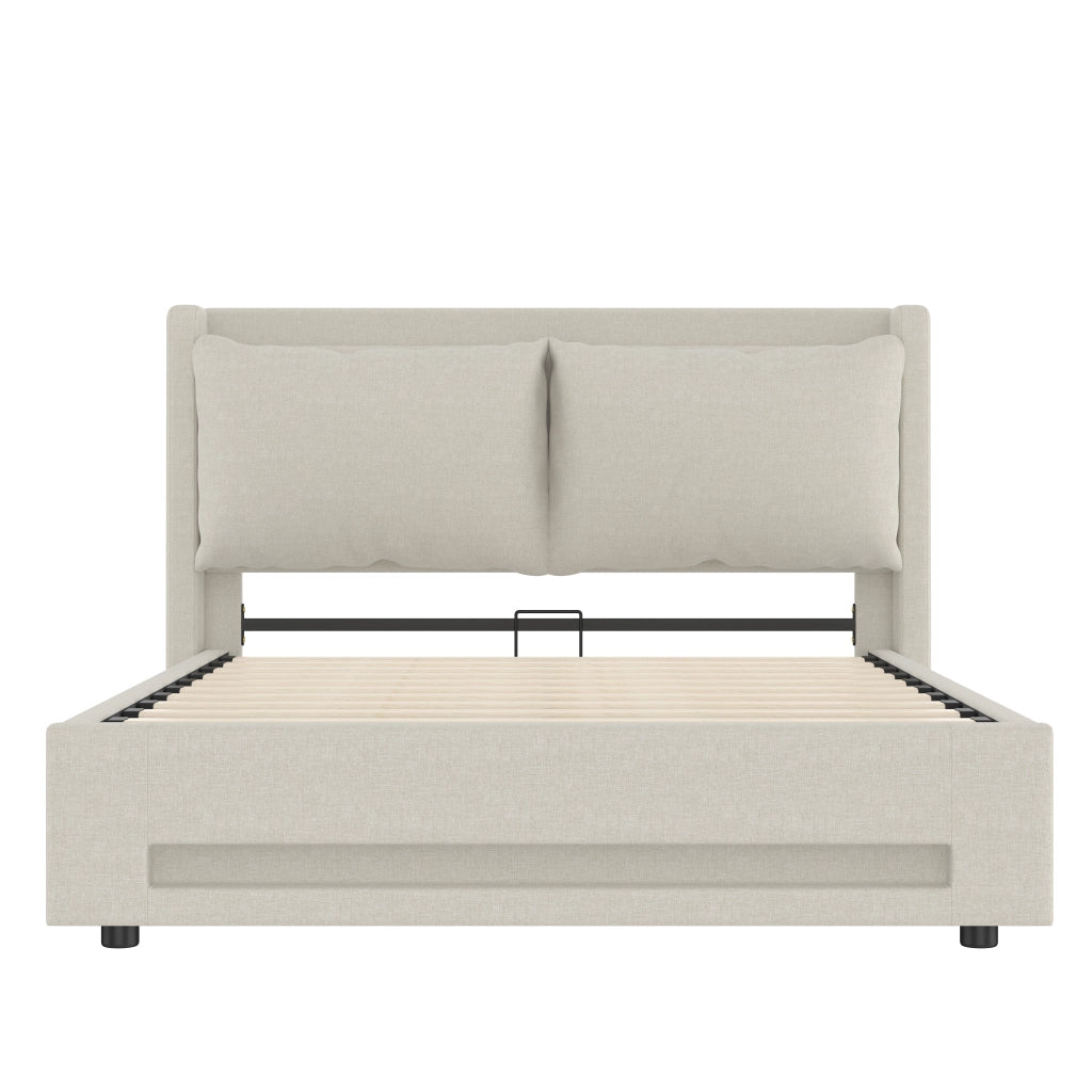 Lettino matrimoniale con baldacchino 140x200cm con testiera e riporto in velluto beige