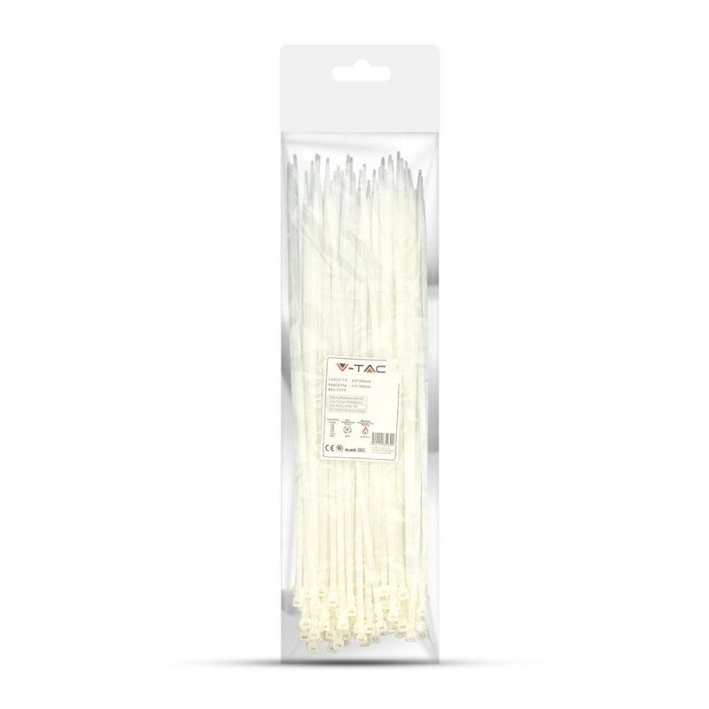 Tie per cavi - 4,5*350 mm bianco 100pcs/pacco