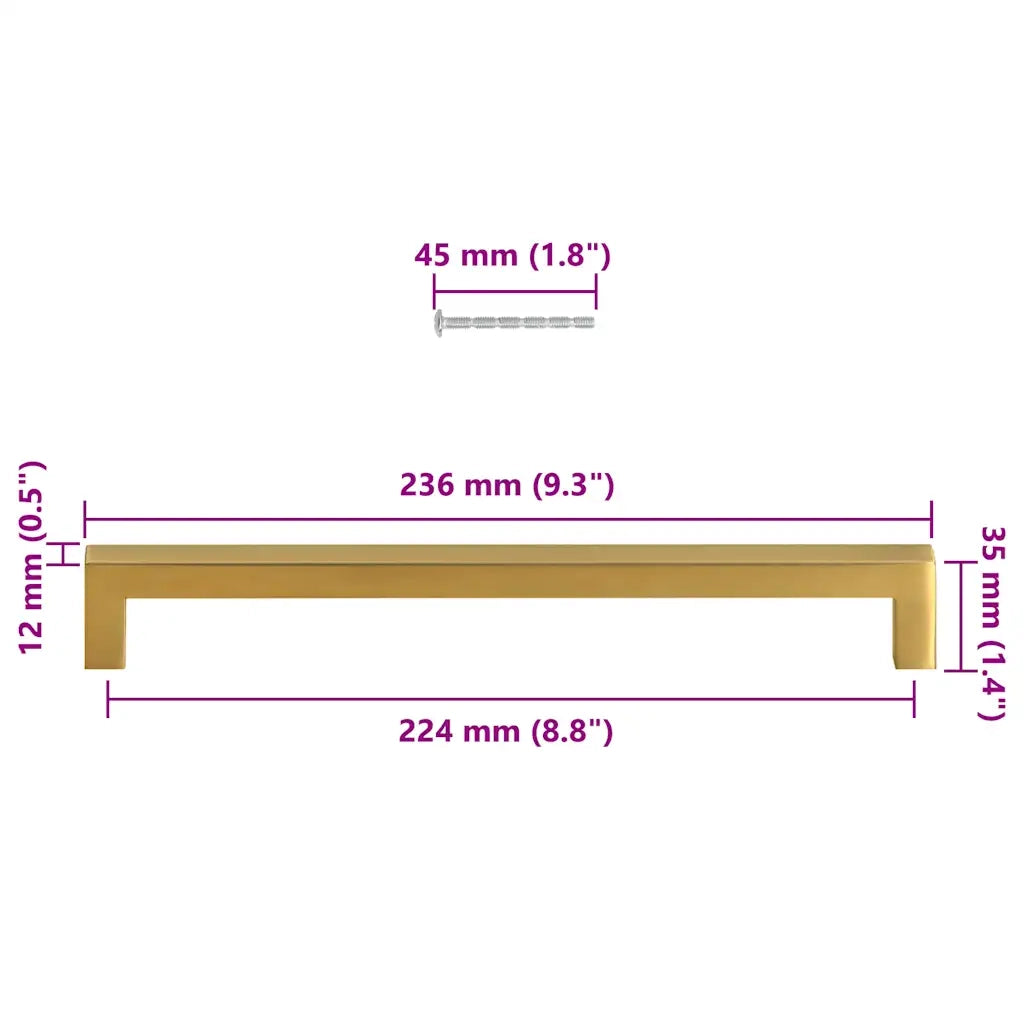 vidaXL Maniglie per Mobili 5pz Oro 224mm in Acciaio Inox