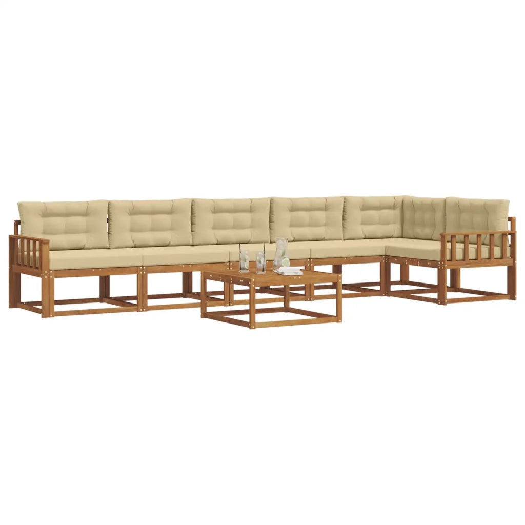 Set di divani da esterno con cuscino 7 pcs Naturale e Beige