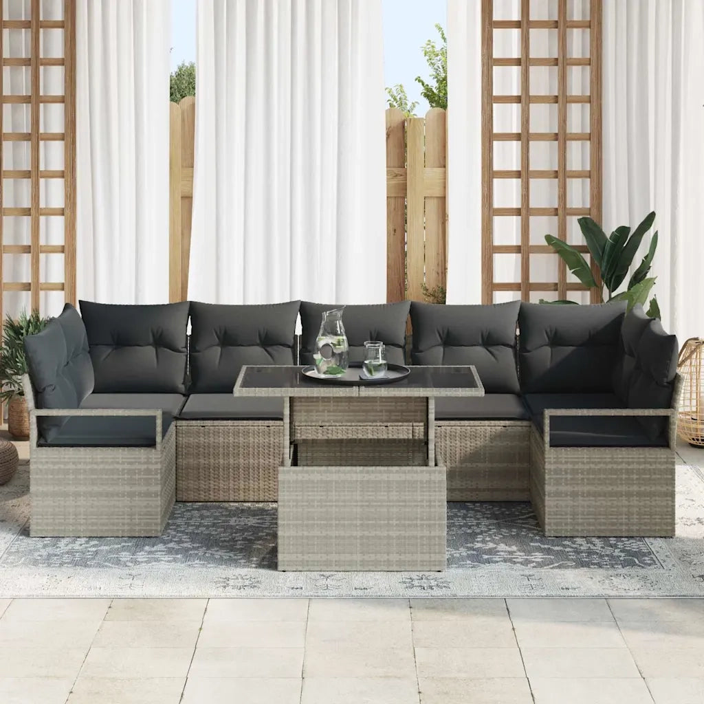 Set Divano da Giardino 8 pcs Grigio chiaro polyrattan 3348778