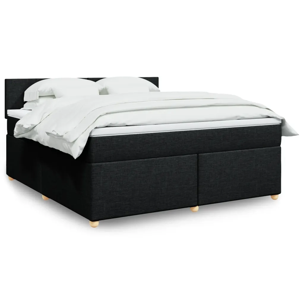 Giroletto a Molle con Materasso Nero 180x200 cm in Tessuto