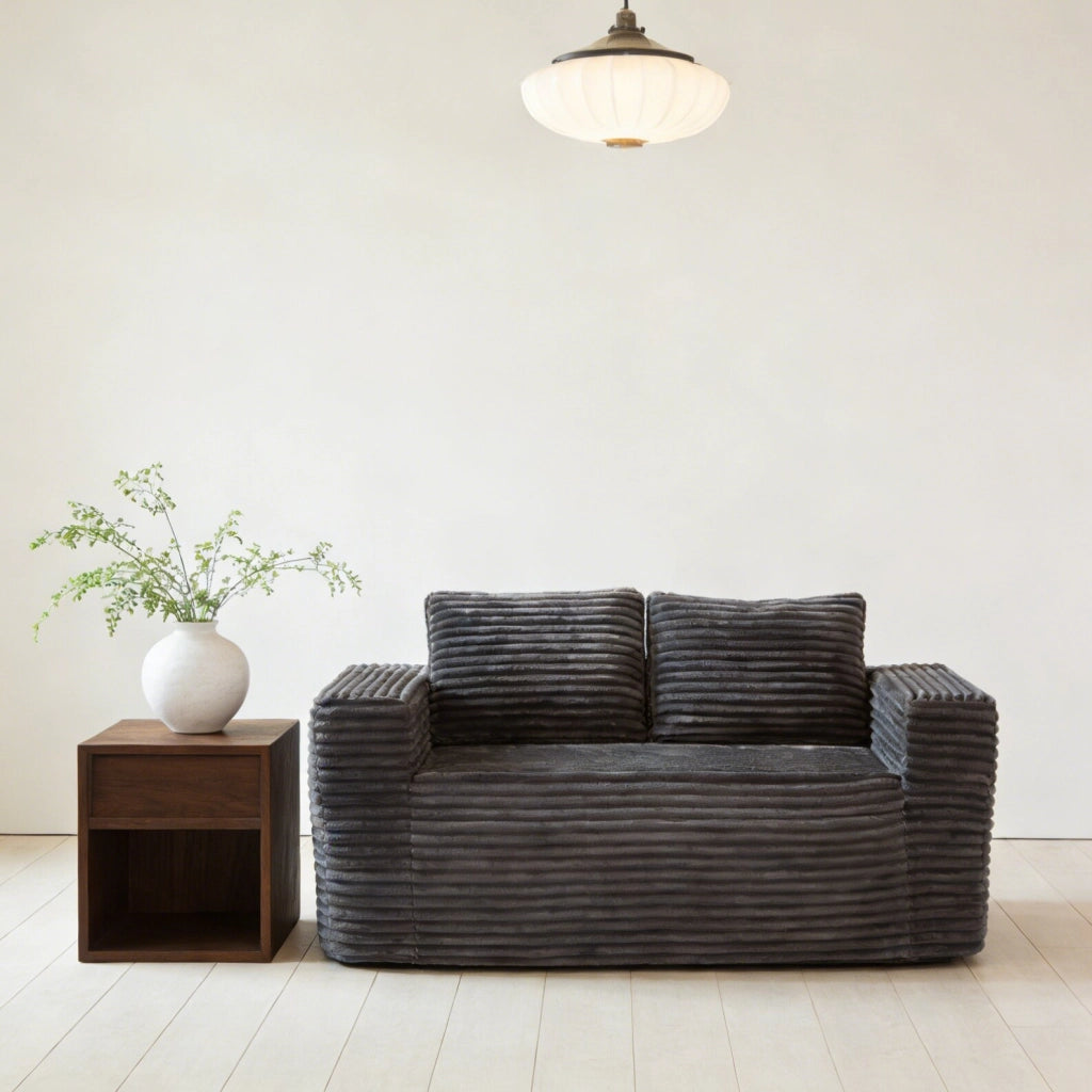 Divano 2 Posti Senza Montaggio in Tessuto Velluto a Coste ¨C MINIMAL ¨C Grigio