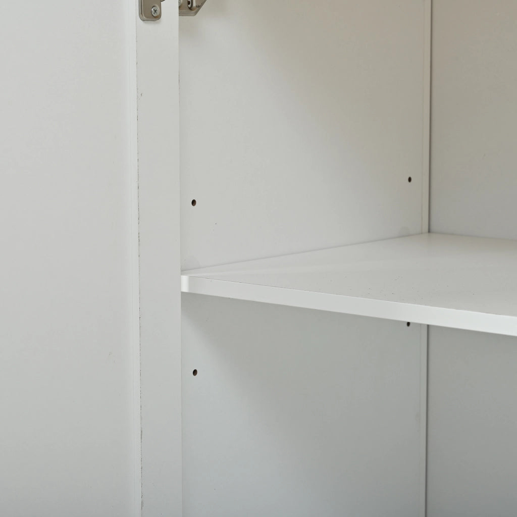 Credenza 140x40x78 cm con 4 ante e ripiani regolabili in MDF bianca