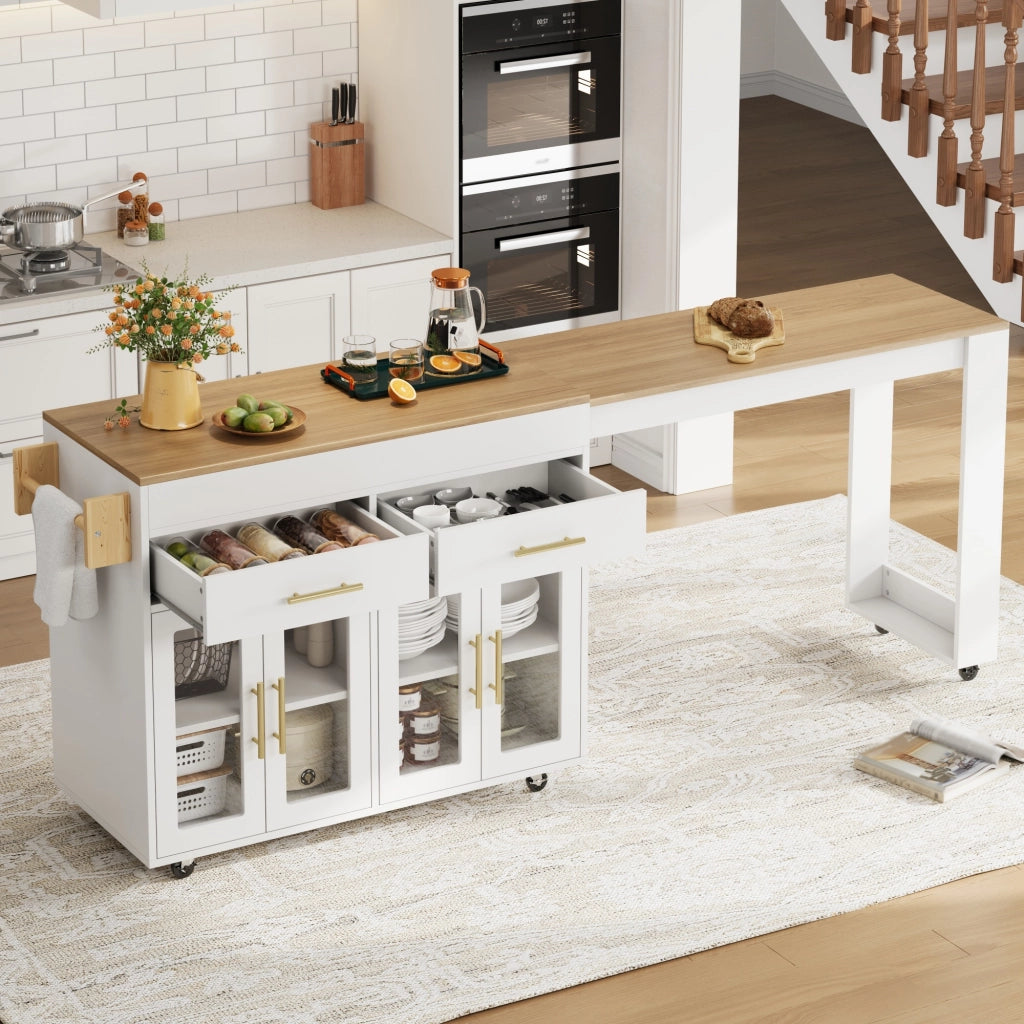 ISOLA DA CUCINA ESTRAIBILE 132,5-217 x 50 x 93 cm Bianco MDF