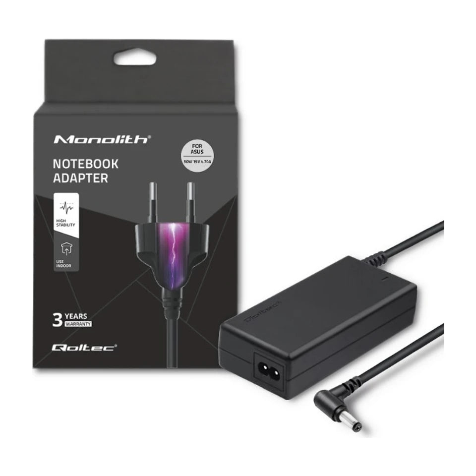 Adattatore di alimentazione Qoltec 50070 90W | 19V | 4.74A | 5.5*2.5 | + cavo di alimentazione