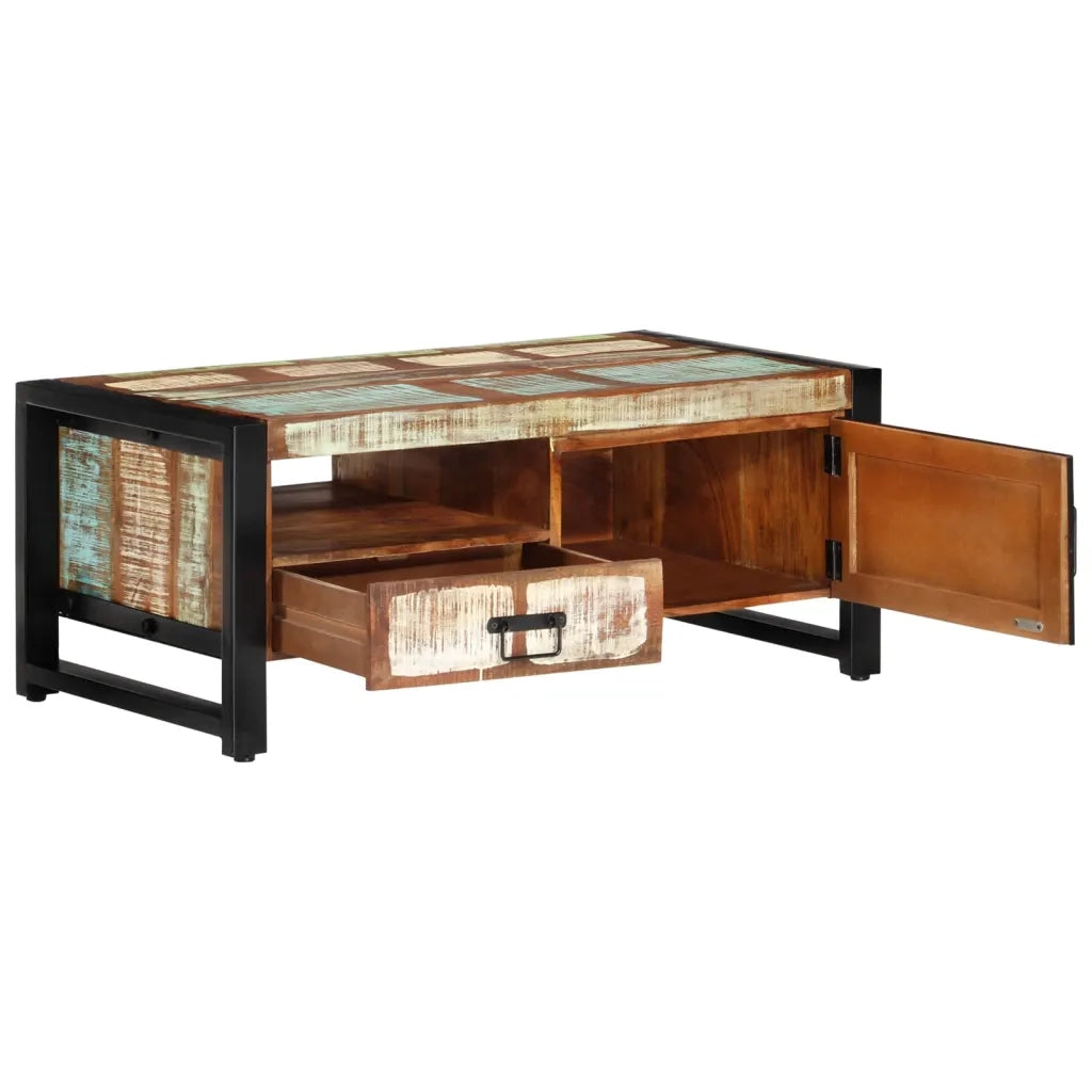 Tavolino da Salotto 100x50x41 cm in Legno Massello di Recupero 338221