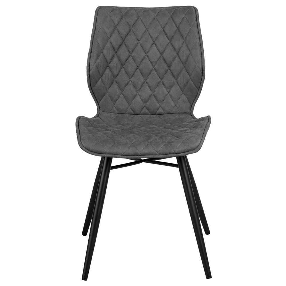 Set di 2 sedie da pranzo con rivestimento in tessuto grigio e gambe in metallo nero stile retrò rustico
