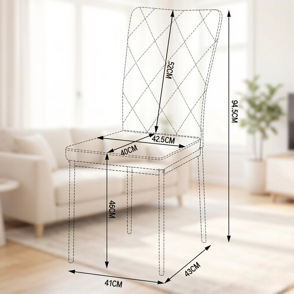 SEDIA DA PRANZO IMBOTTITA 42 x 94,5 x 59 cm Velluto Grigio Scuro Set da 4 pezzi