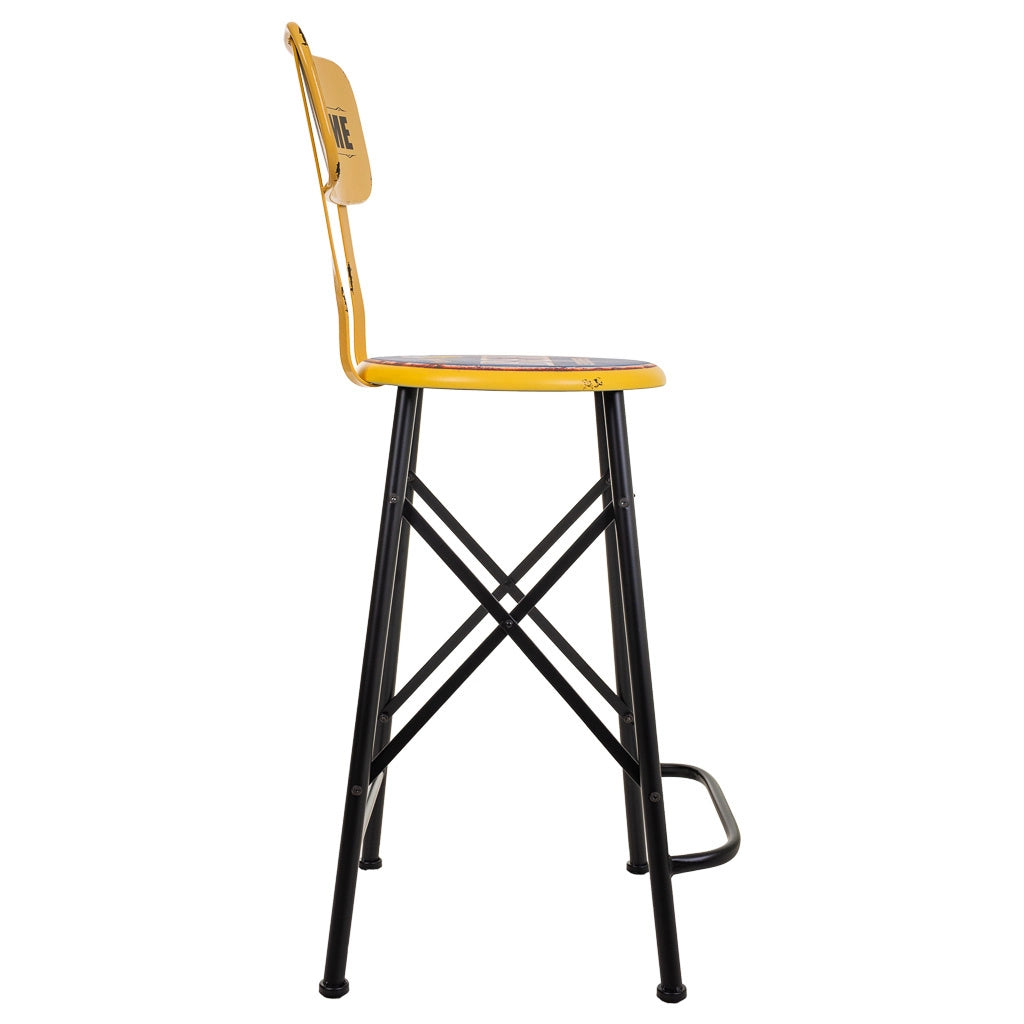 Sgabello in metallo giallo 46x100x40h cm