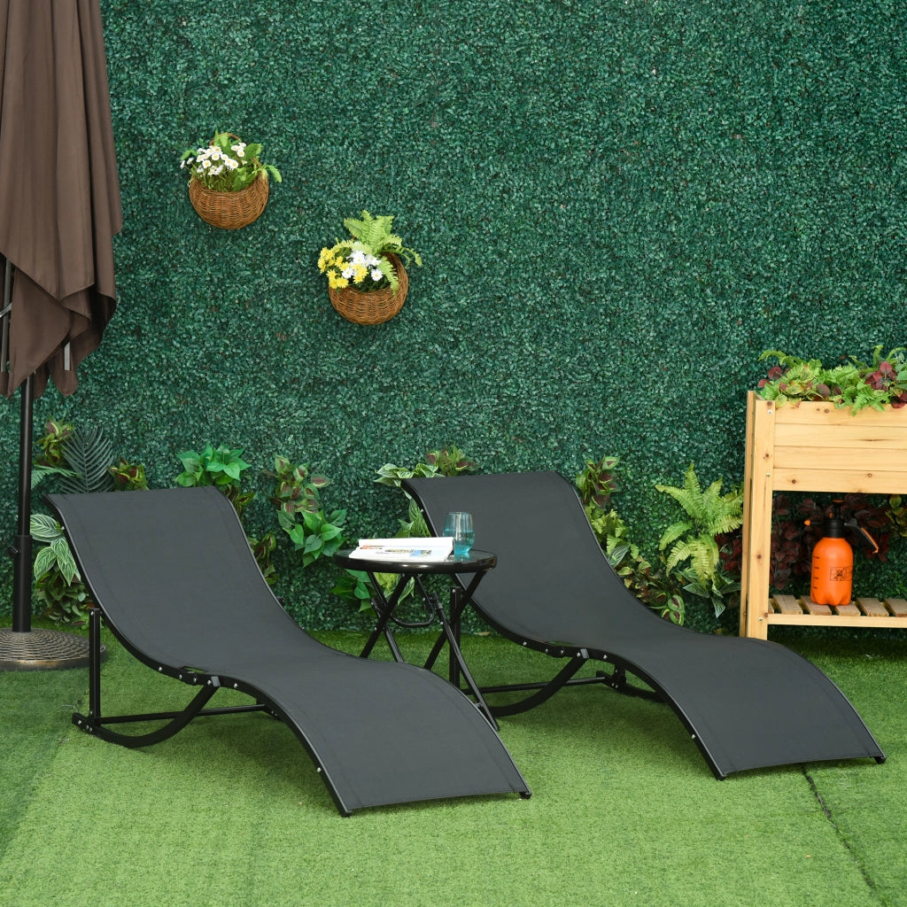Set 2 Sdraio da Giardino Pieghevoli, Lettino Prendisole in Alluminio e Textilene, 61x165x63cm