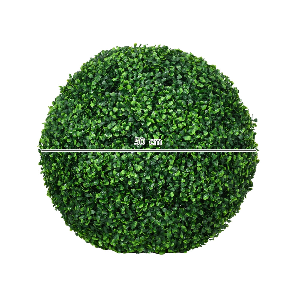 Set di 2 Piante Finte Sfera di Bosso ?50cm, Decorazione per Interno ed Esterno, Verde