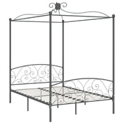 Letto a Baldacchino Grigio in Metallo 140x200 cm 284483