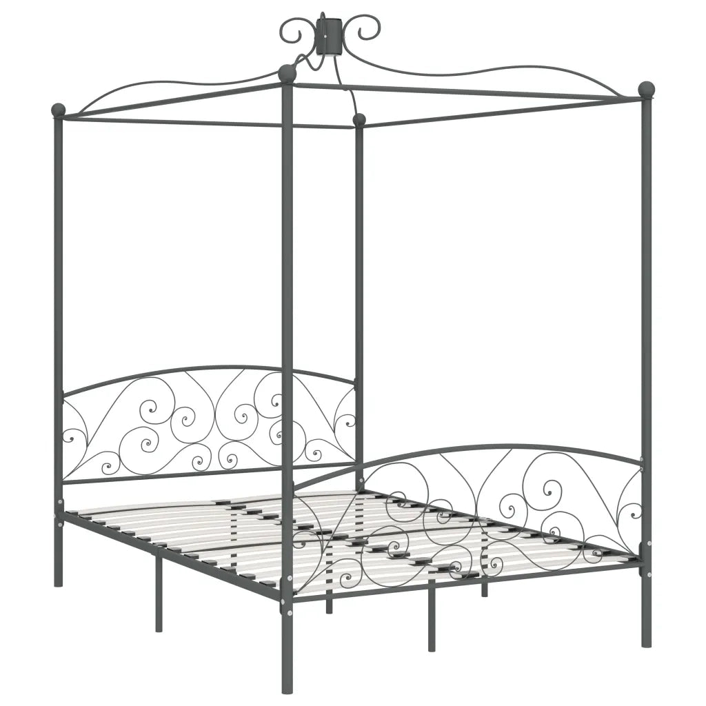 Letto a Baldacchino Grigio in Metallo 140x200 cm 284483