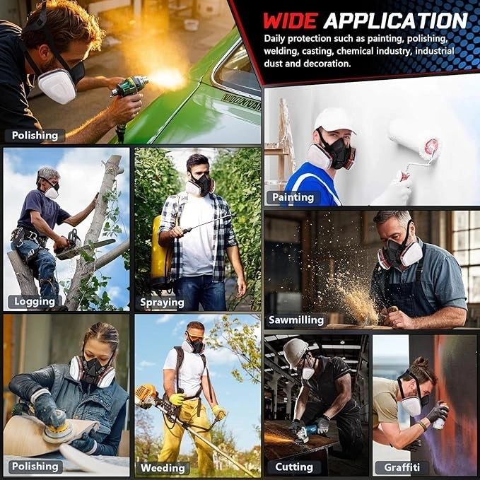 Mascherina Protezione Gas Polvere Verniciatura ¨C zephmum ¨C 6001 Con Filtri Intercambiabili