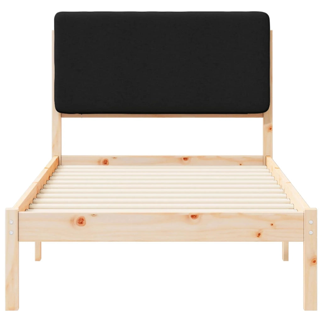 Letto con Testiera Rivestita Nero 100 x 200 cm Pino massello 877931