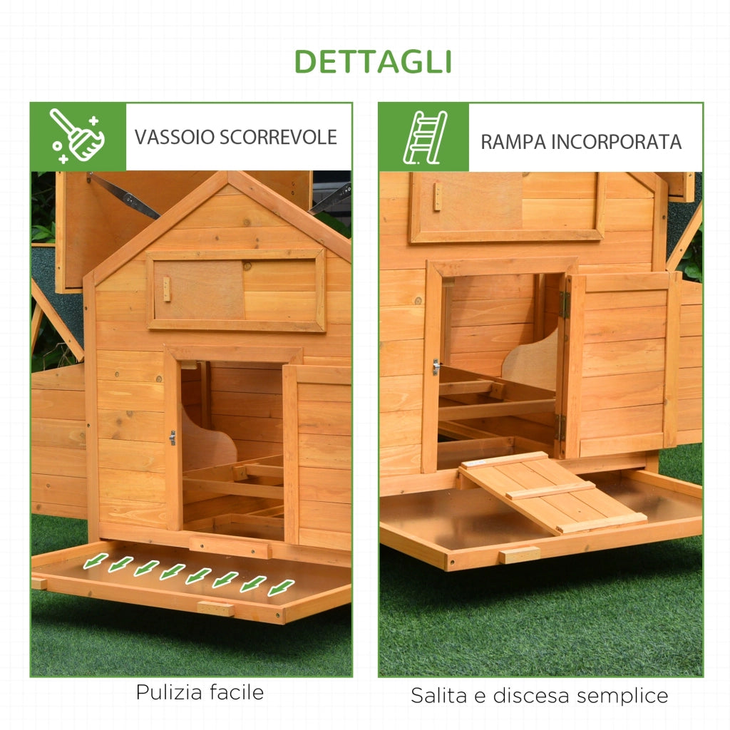 Pollaio Gabbia per Galline Impermeabile da Giardino in Legno 150x100x96.5 cm