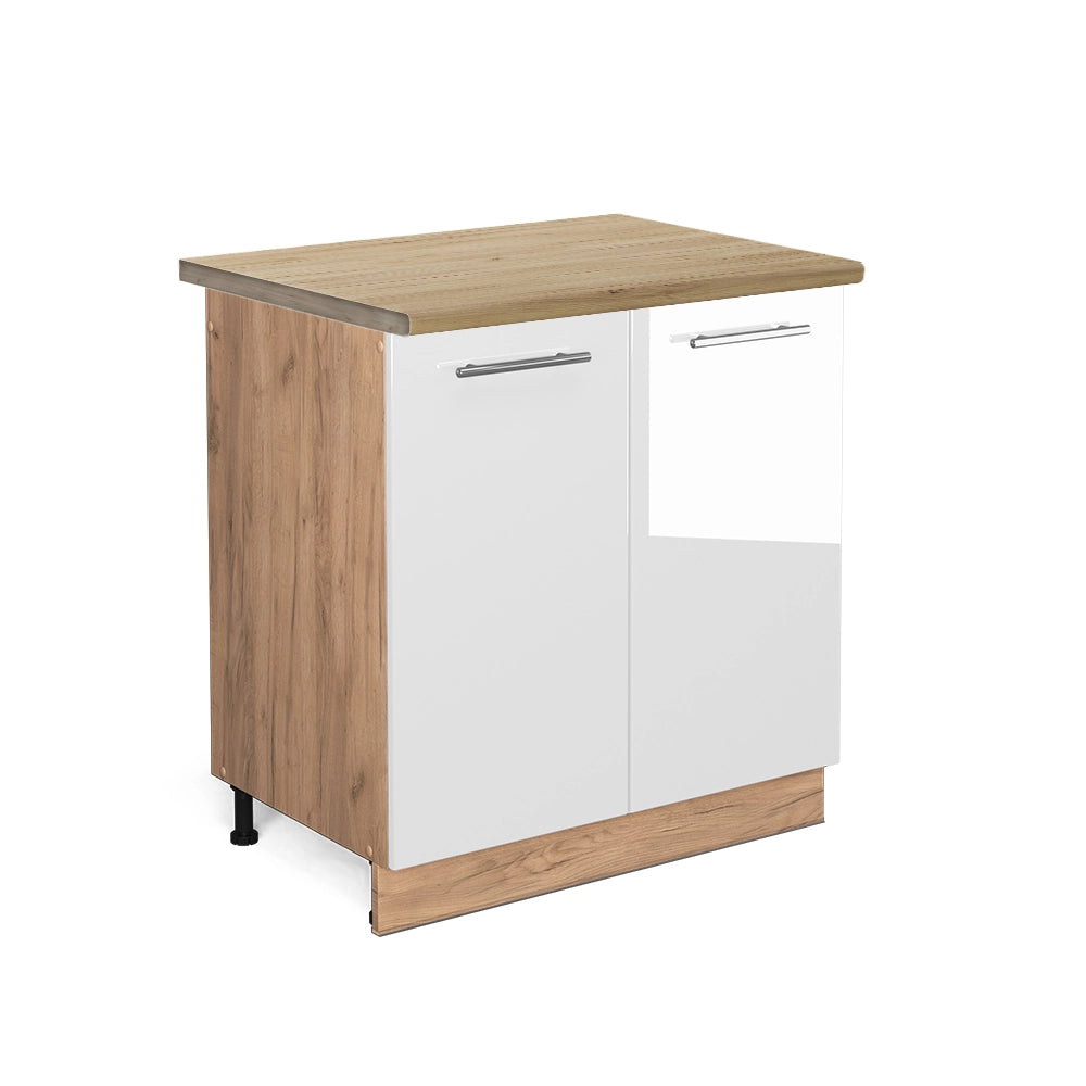 Mobile lavello cucina Fame-Line Bianco lucido/Rovere dorato 80 cm, PL Rovere Vicco
