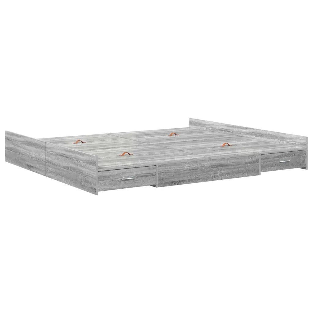 Struttura letto con contenitore Grigio Sonoma 200 x 200 cm 3335266