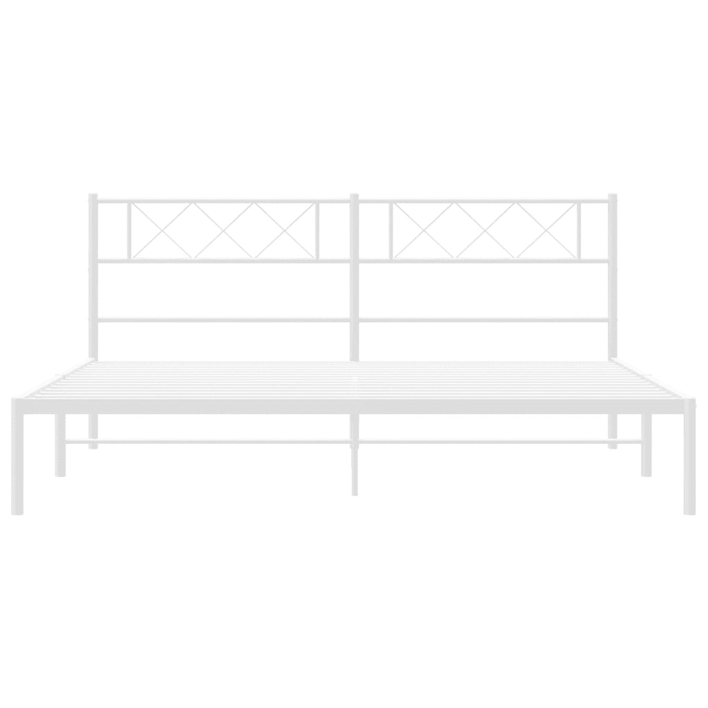 Letto matrimoniale | Letto per adulti | Giroletto con Testiera Metallo Bianco 180x200 cm