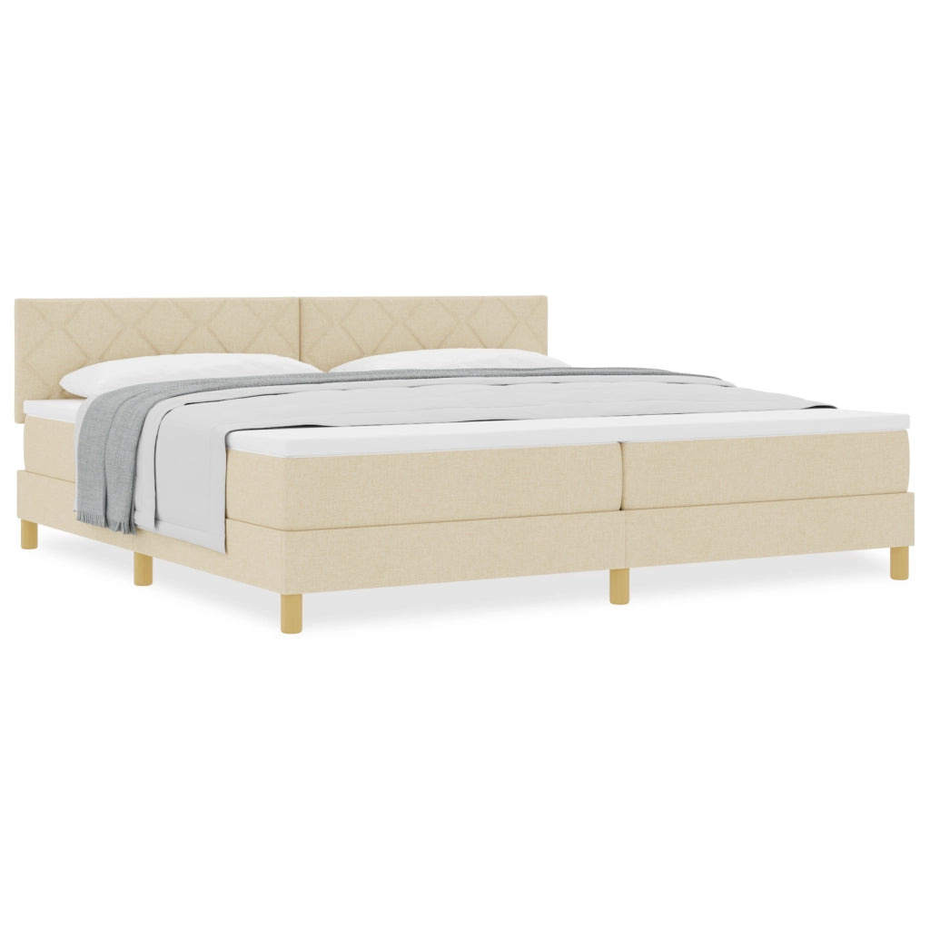 Letto a Molle con Materasso Panna 200x200 cm Tessuto