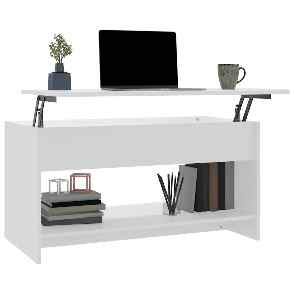 Tavolino da Salotto Bianco 102x50x52,5 cm in Legno Multistrato 809647