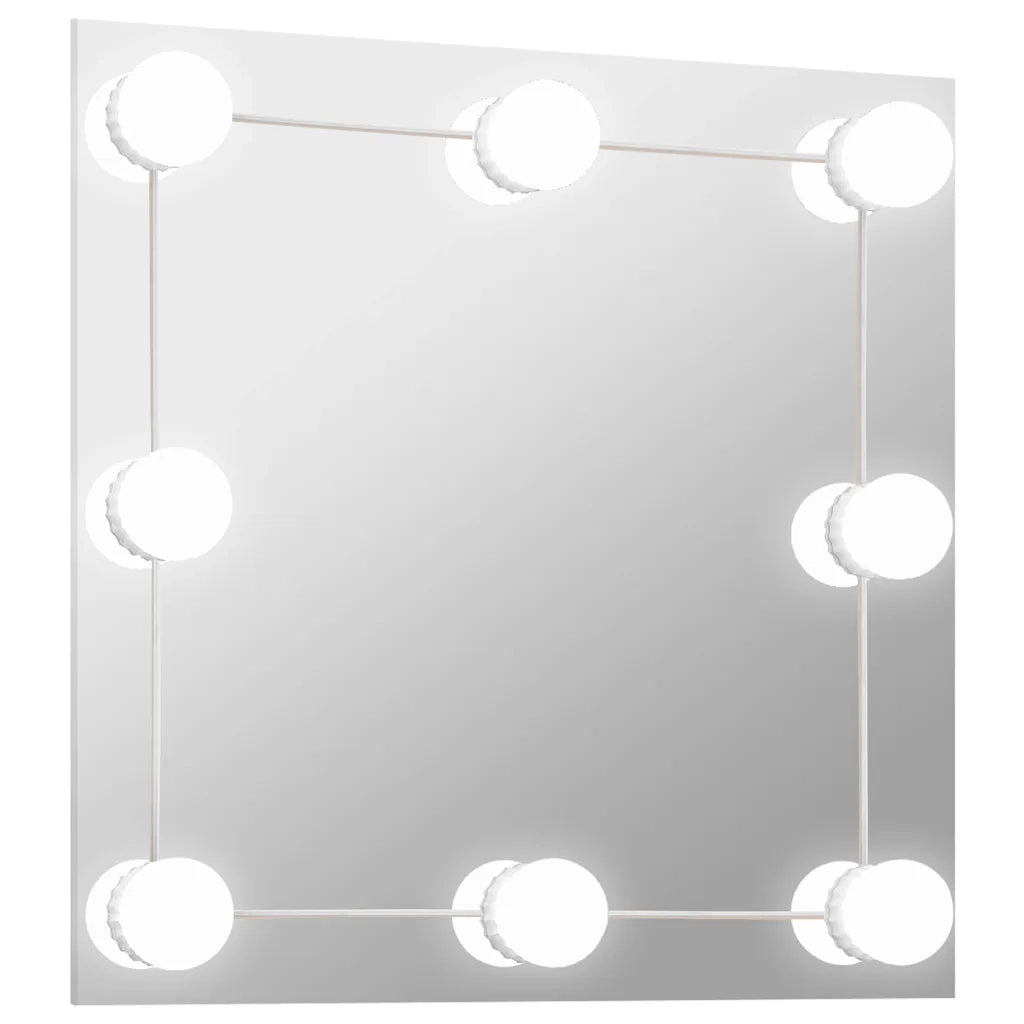 Specchio da Parete Quadrato con Luci LED in Vetro 3078635