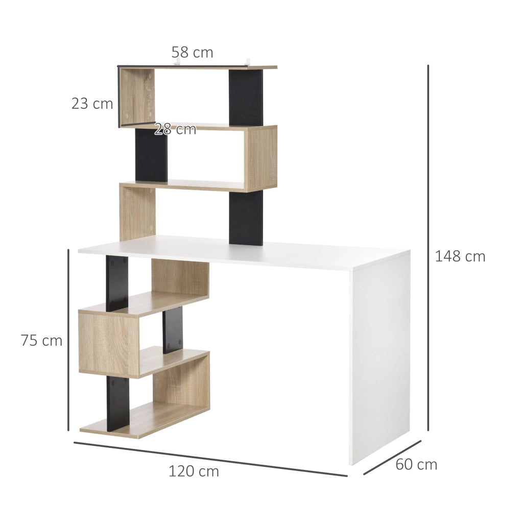 Scrivania da Ufficio 120x60x148 cm con Libreria in Legno Multicolore