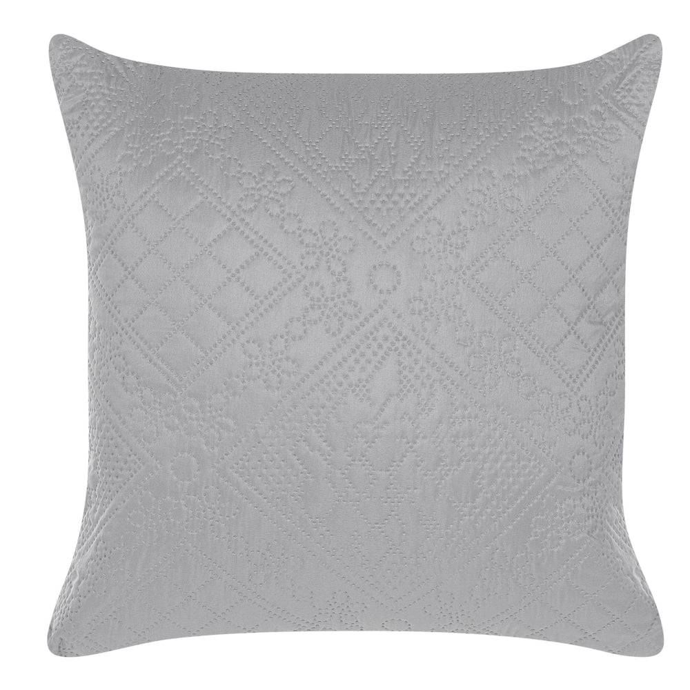 Copriletto in Tessuto di Poliestere Grigio 140 x 210 cm con Cuscini Motivo in Rilievo Decorativo Copriletto Lenzuola Classico Camera da Letto