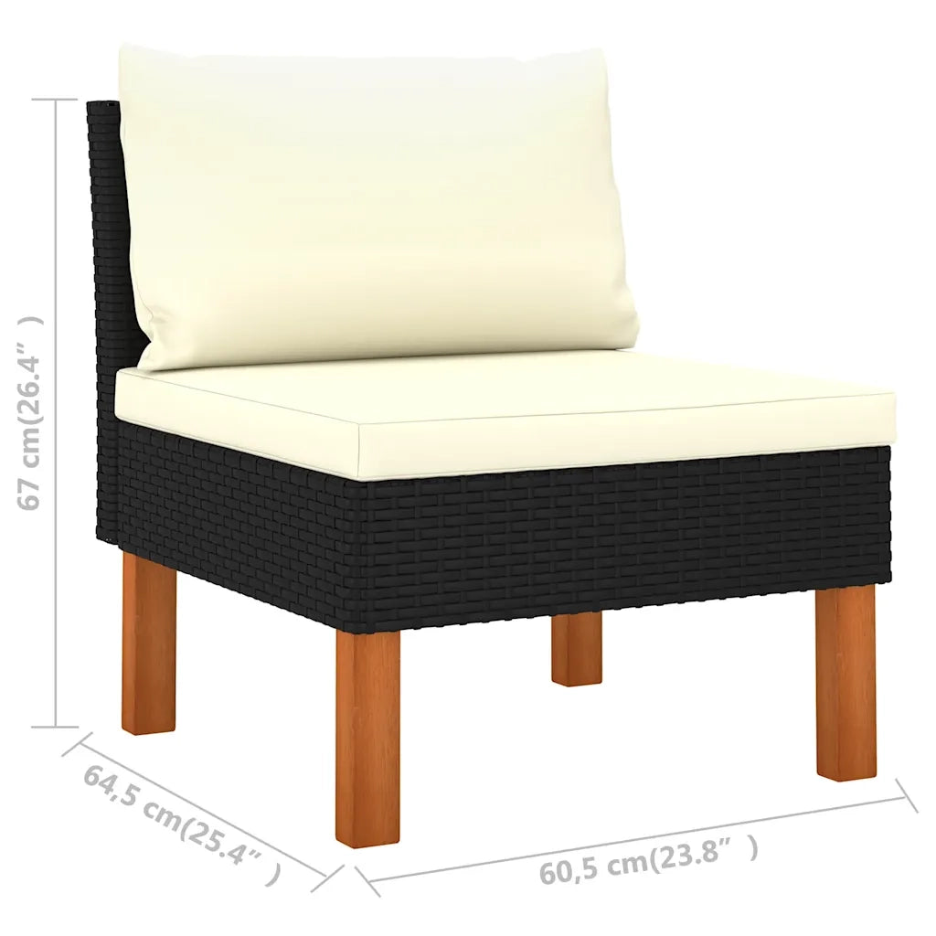 Poltrone Centrali 3 pz Polyrattan e Legno Massello di Eucalipto CFW9511754